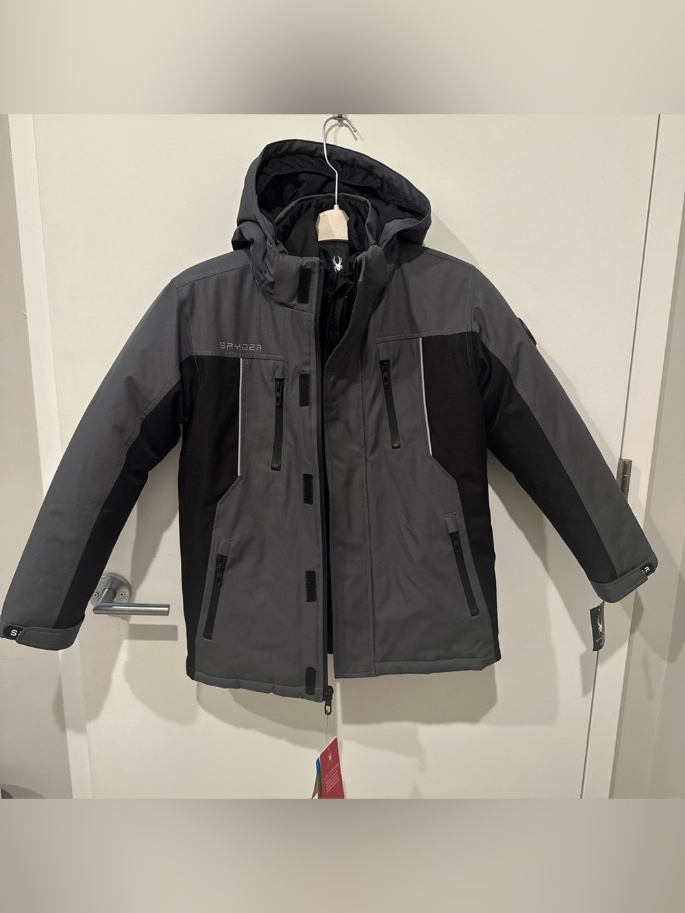 Spyder Boys 3-in-1 Systems Jacket Parka Detachable Hood Black Grey New M (10/12)